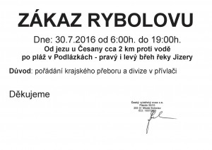 Zákaz rybolovu 30 7 2016 Krásná louka